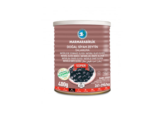 Marmarabirlik "Super" melnās olīvas, M izmērs 400g