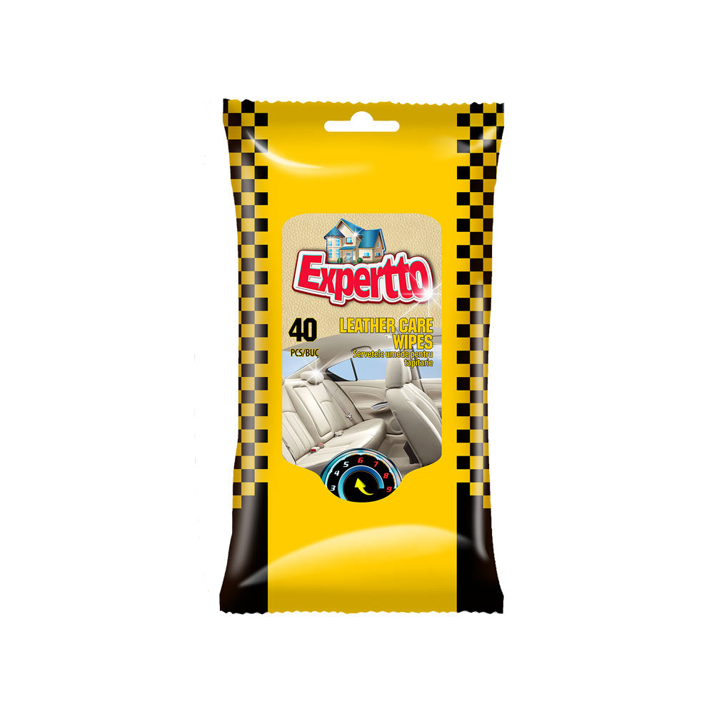 Влажные салфетки, EXPERTTO, для кожаного салона автомобиля, 40 шт.