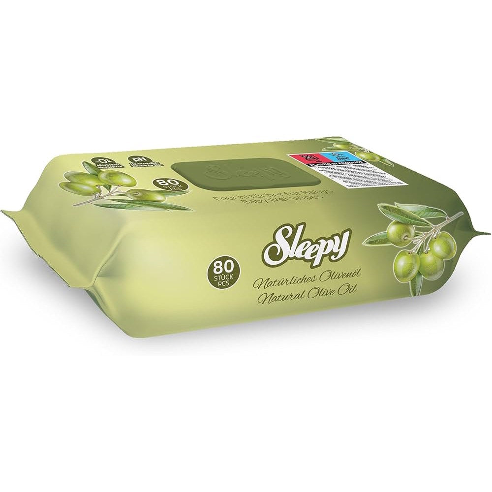 Влажные салфетки (детские), Sleepy, с натуральным оливковым маслом и хлопком (80 шт)