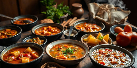 Latviešu ēdieni uz koka galda