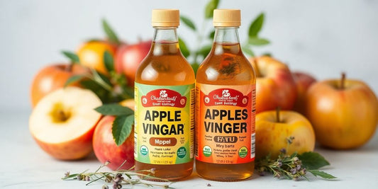 Ābolu etiķis ar svaigiem āboliem un garšaugiem.