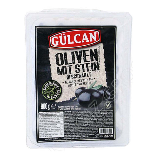 Gülcan melnās olīvas vakumā 800g