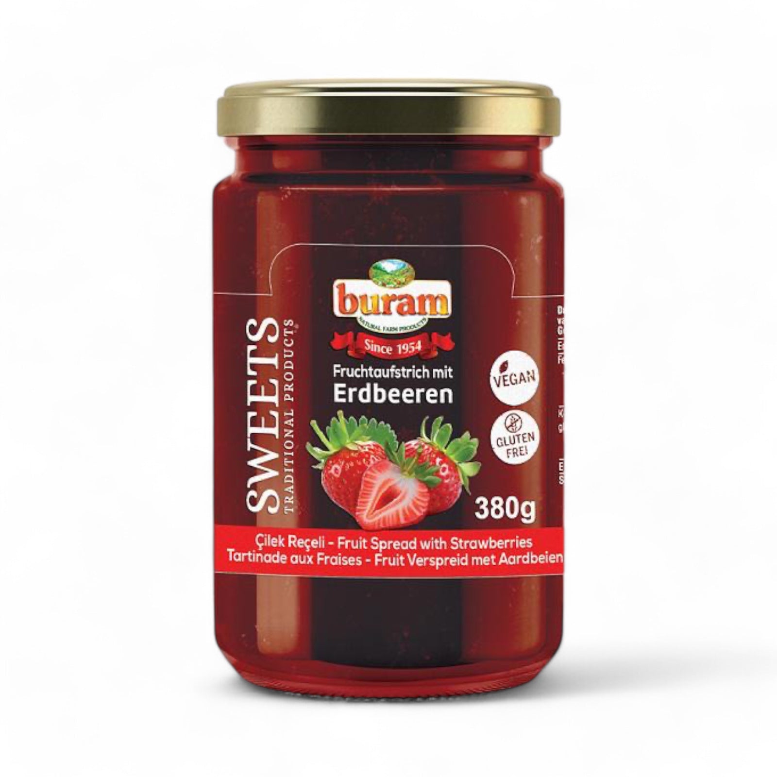 Buram zemeņu ievārījums, stikla 380g zemeņu  ievarijums