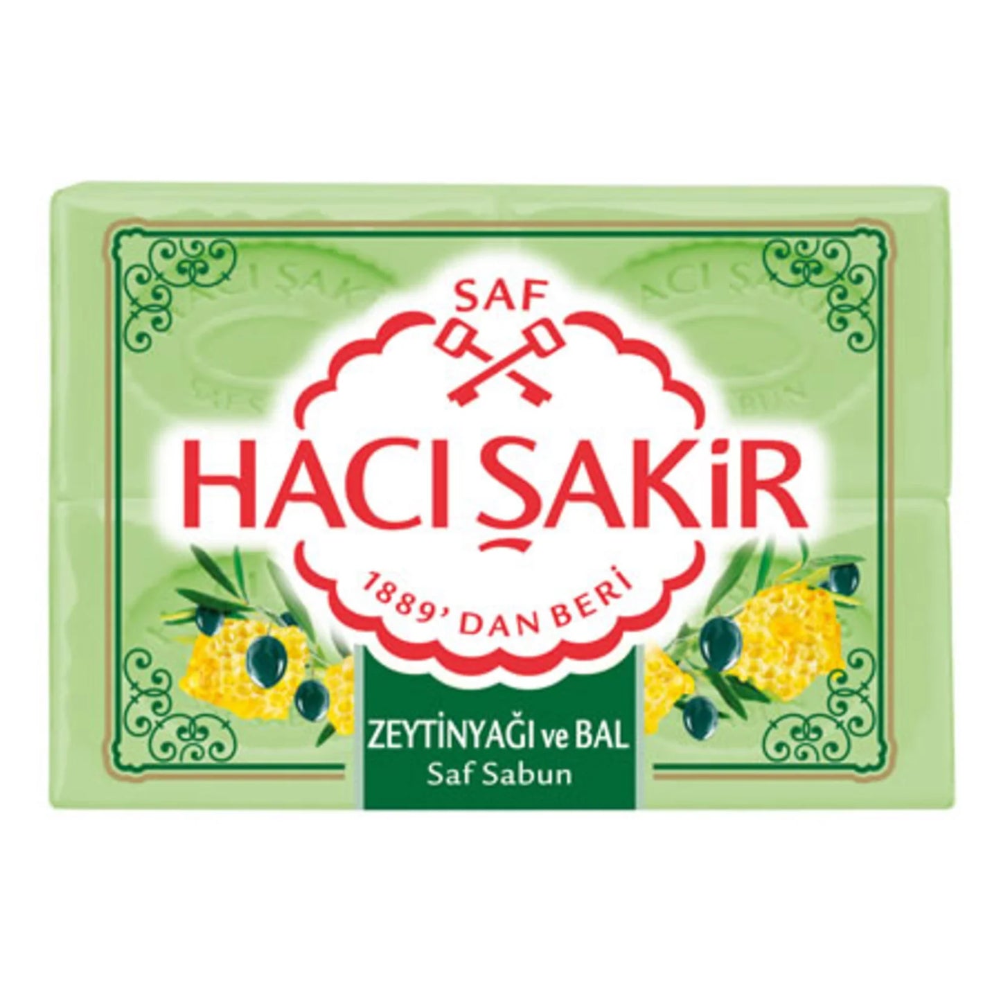 Hacı Şakir Tradicionālas naturālās Turku vannas ziepes ar olīvleļļu un medu 4x150g