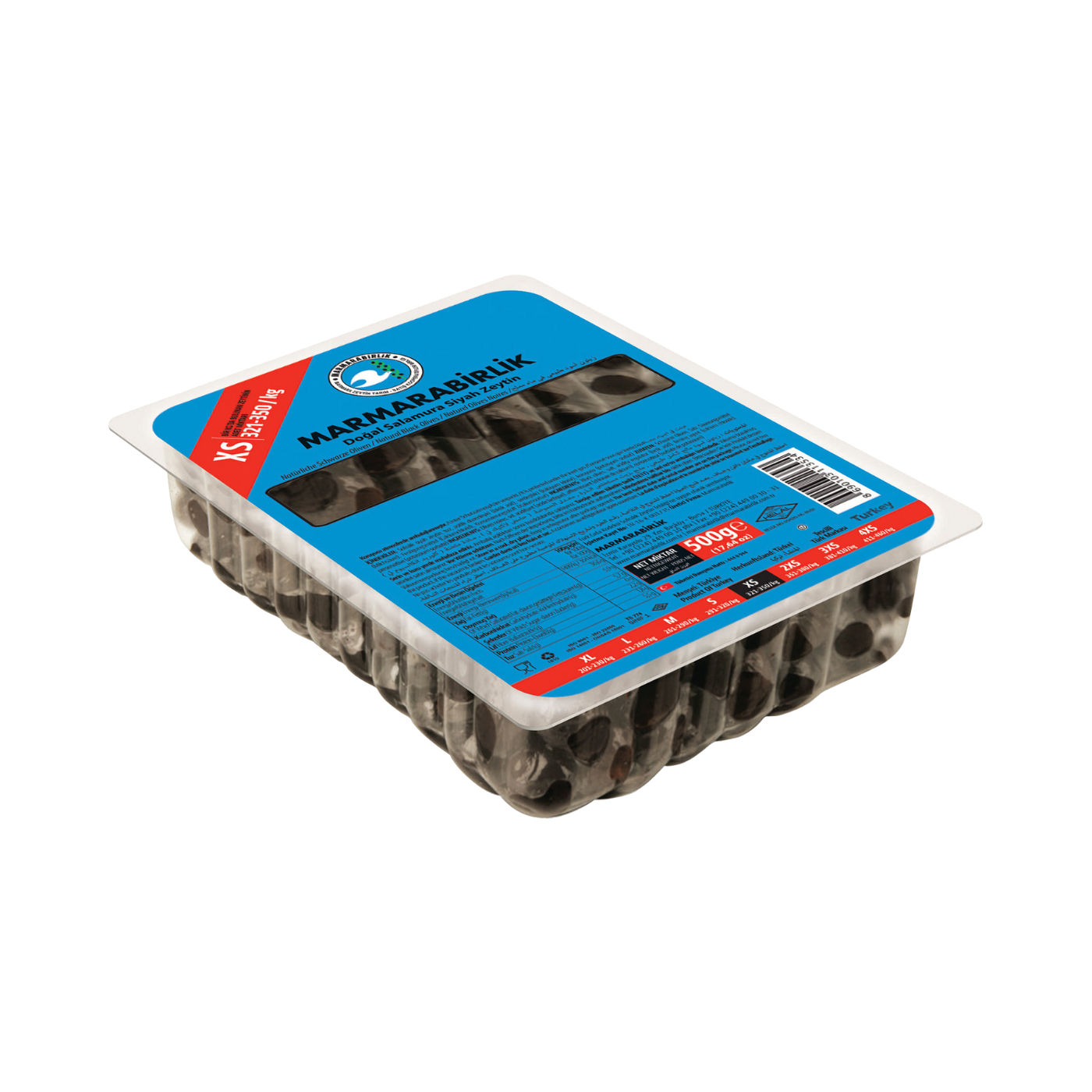 Marmarabirlik Extra melnās olīvas vakumā XS izmērs 500g 