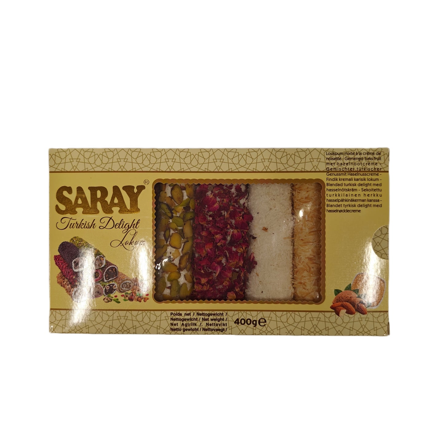 Смесь Saray из фисташек и миндаля, шоколадный особый люкс лукум 400г