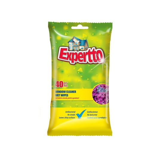 Antibakteriālas mitrās salvetes logiem, EXPERTTO, 40 gab.