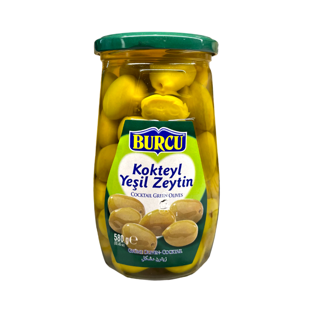 Burcu didelės žaliosios kokteilių alyvuogės su kauliukais 580g