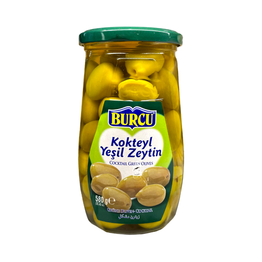 Burcu lielās zaļās kokteiļu olīvas ar kauliņiem 580g