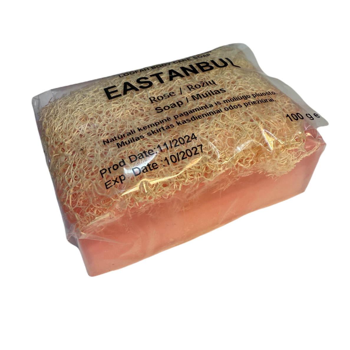 Tradicionālās dabīgās glicerīna ziepes, roku darbs ar rožu aromātu, 100g 