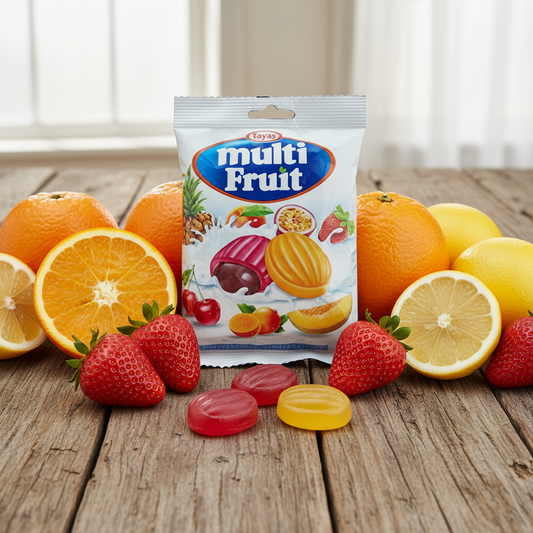 Tayas meyve aromalı şekerler 90g taze meyvelerle