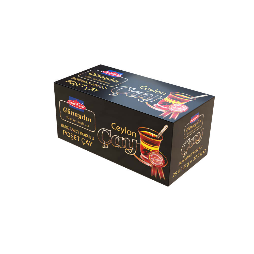 Marmara Gunaydin melnā ceilonas tēja ar bergamontu, maisiņos 25x1.5g 