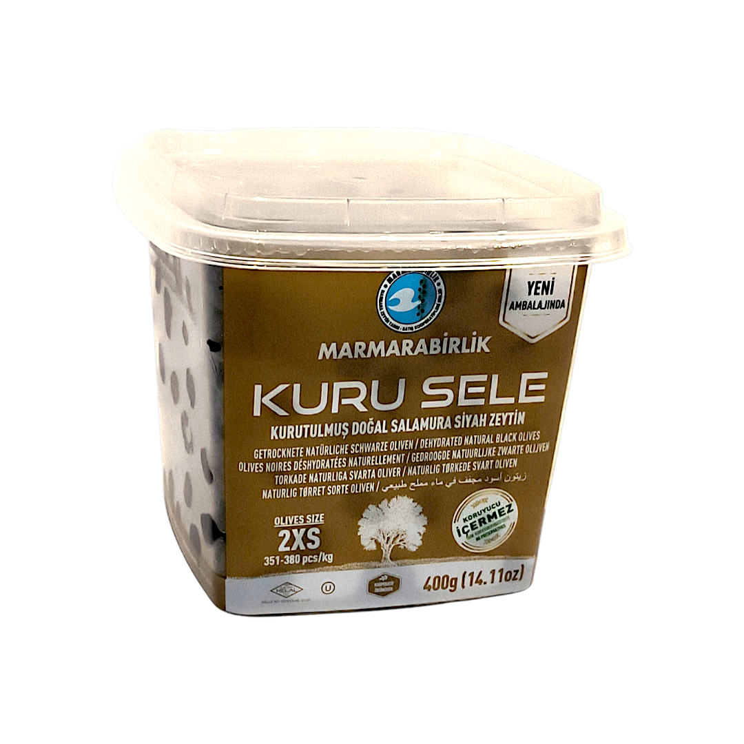 Marmarabirlik mustad oliivid kuivatatud naturaalses soolvees 2x400g 