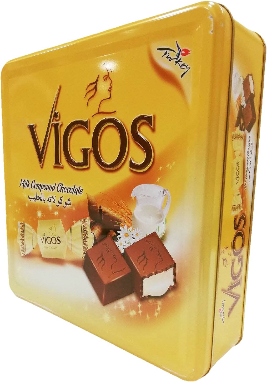 Piena šokolādes konfektes metāla kastē, Vigos, 600g